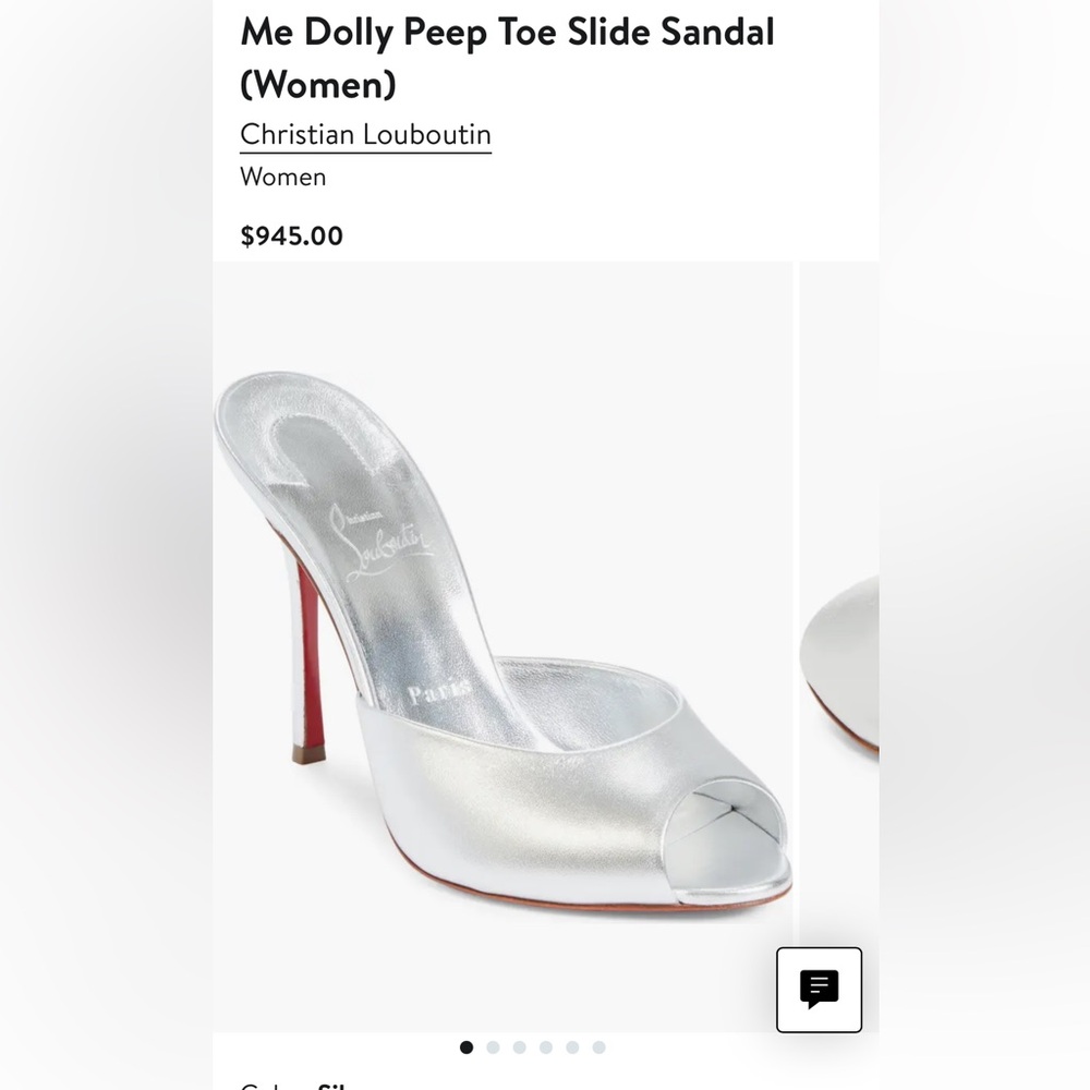 Christian Louboutin Metallic Dolly Peep Toe Slide Sandal